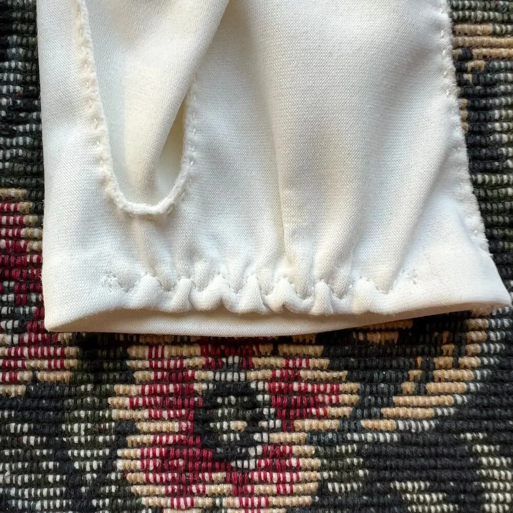 Vintage 1950s White Cotton Dress Gloves Pearl Detail Formal Church Mid Century